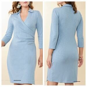 Spartina 449 Cristina Faux Wrap Dress in May River Blue - Size XXS